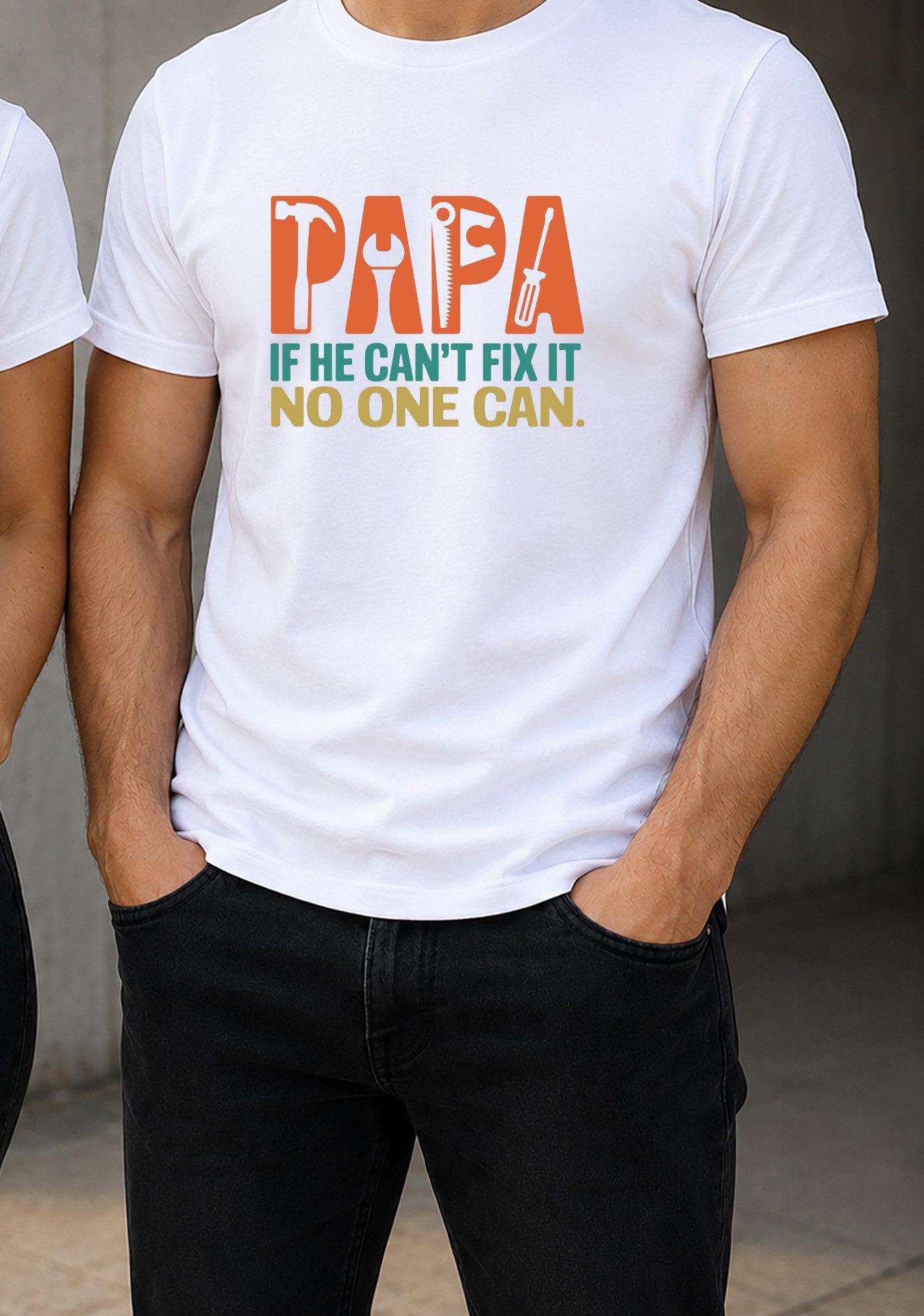 MyDesign24 T-Shirt Papa if he can´t fix it - Sprüche Shirt Vatertag T-Shirt weiss kurzarm Regular Fit i826