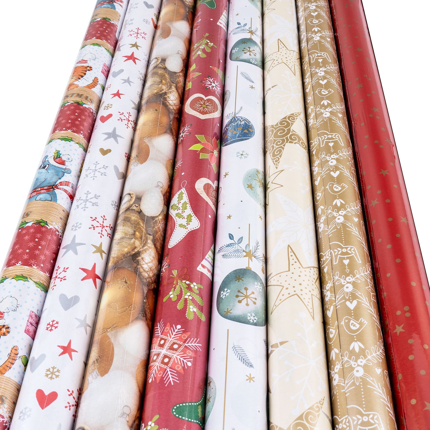 Levandeo® Dekoobjekt, 8er Set Geschenkpapier 70x500cm Bunt Advent Weihnachten 5m