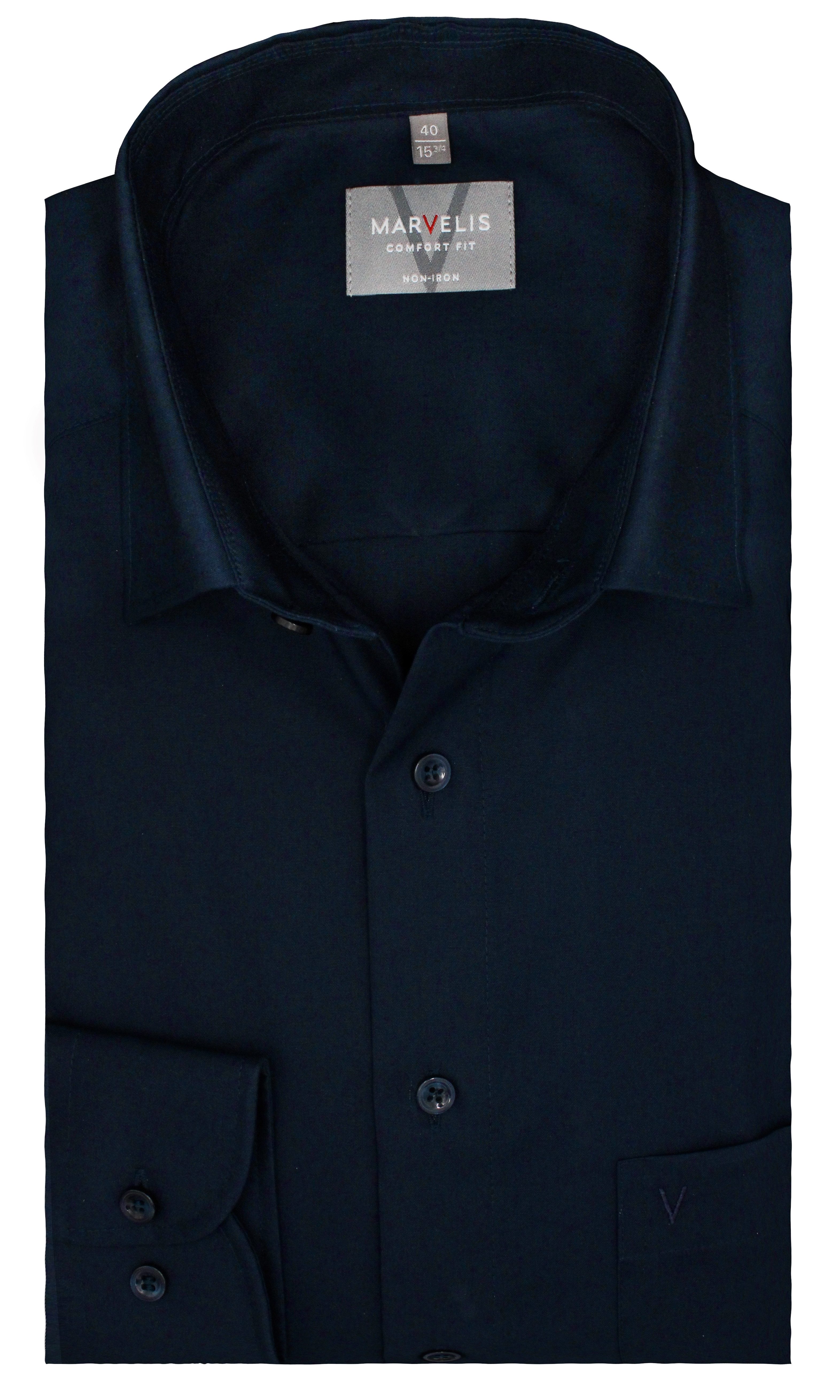 MARVELIS Businesshemd Comfort Fit, Dunkelblau, Bügelfrei, New Kent Kragen R günstig online kaufen