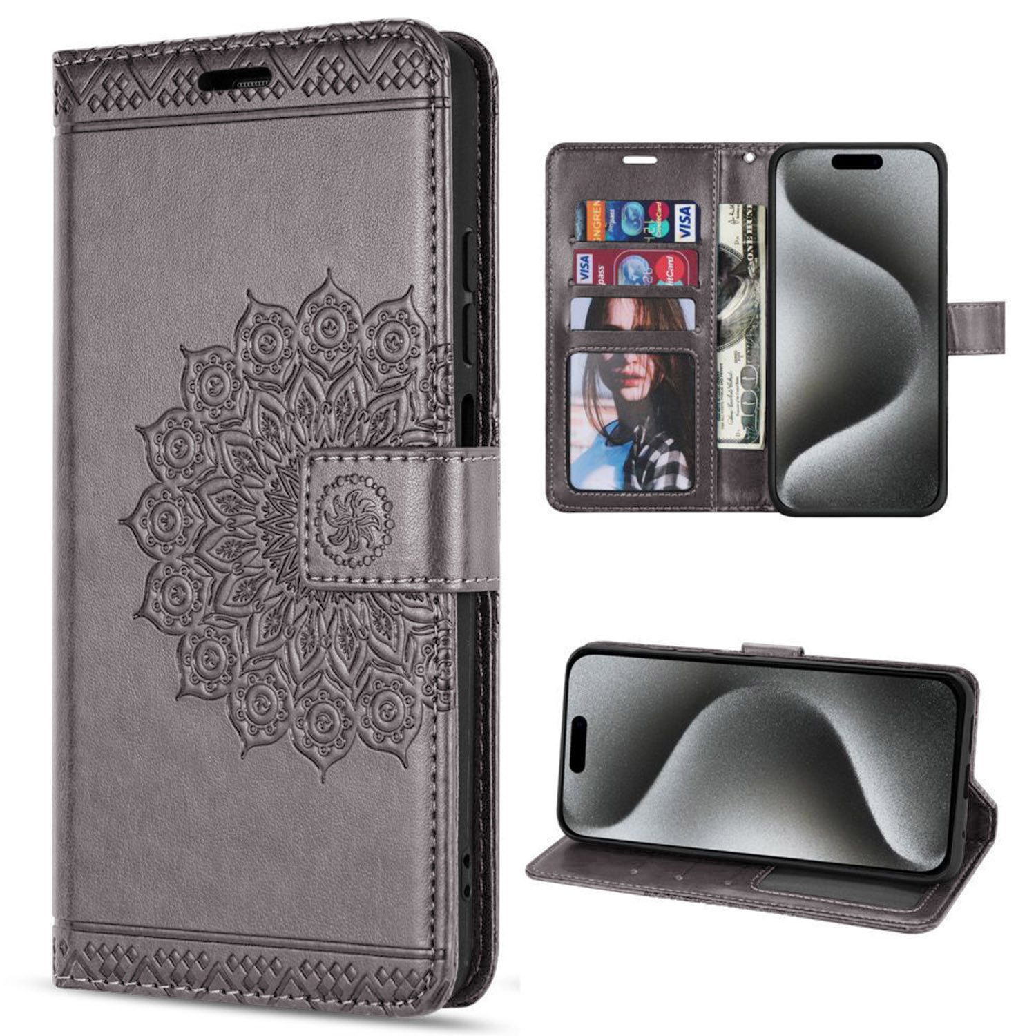 betterfon Handyhülle Handytasche für Apple iPhone 15 / 15 Pro / 15 Plus / 15 Pro Max, Wallet Case mit Kartenfächern Magnetverschluss und weicher Innenhülle