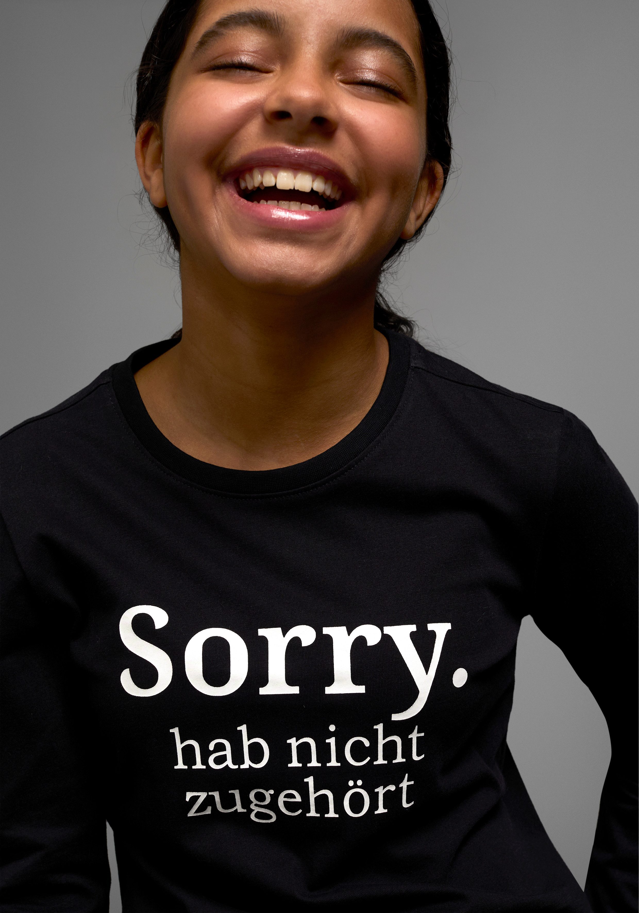 KIDSWORLD Langarmshirt Sorry. hab nicht zugehört Langarm, Basic-Passform, mit peppigem Druck und Statements