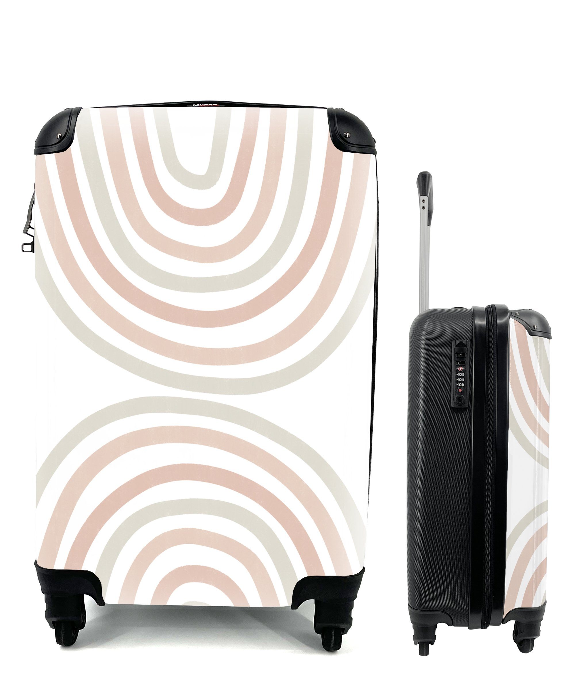 MuchoWow Handgepäckkoffer Regenbogen - Design - Pastell, 4 Rollen, Reisetasche mit rollen, Handgepäck für Ferien, Trolley, Reisekoffer