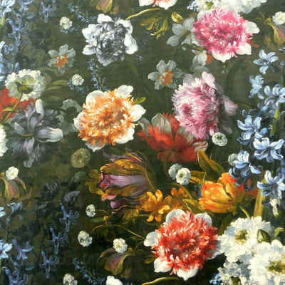 Stoff Samtstoff Dekostoff Italian Velvet Samt Blumen bunt 1,45m