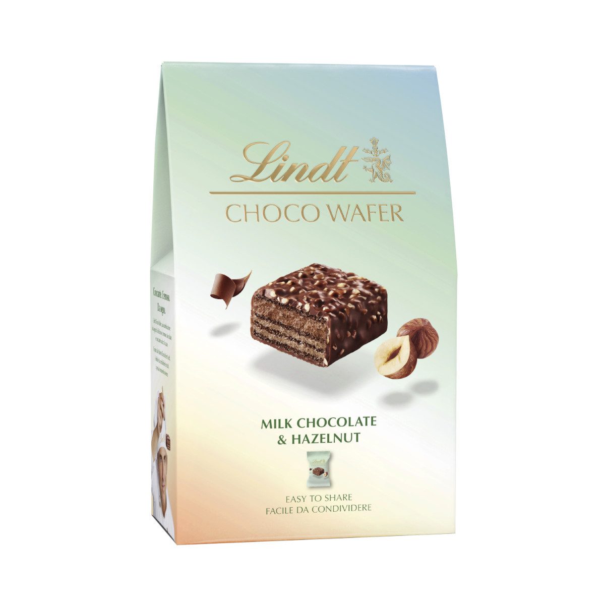 LINDT Schokolade, Lindt Choco Wafer Milch und Haselnüsse Waffel mit Milchschokolade 135g