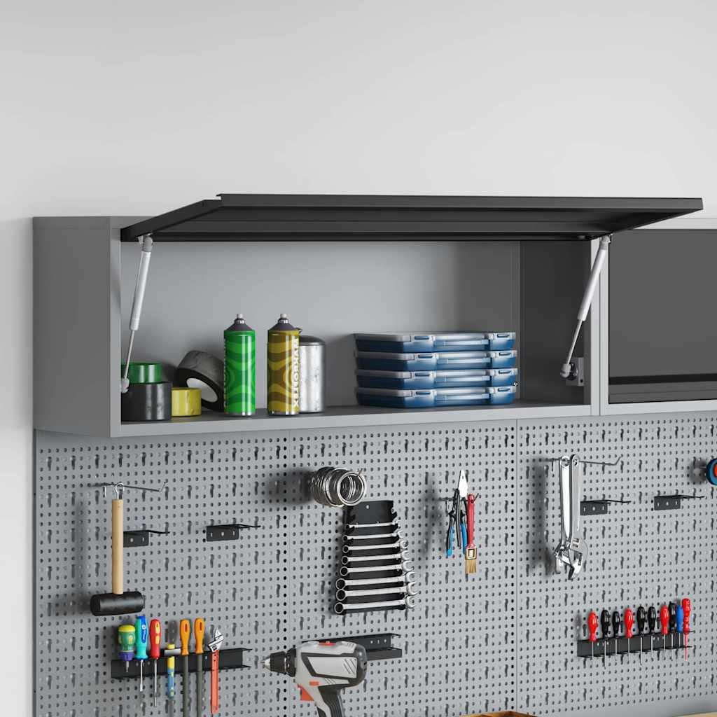 vidaXL Werkzeugbox Werkzeugschrank mit Speicher Schwarz und Grau 100 x 25 x 35 cm (1 St)