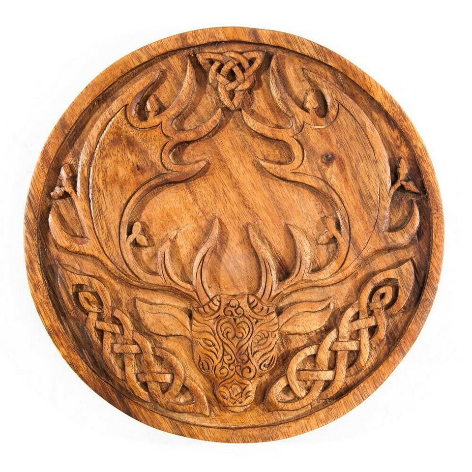 HOPLO Wanddekoobjekt »Wandschmuck Wandrelief Wandbild CERNUNNOS Hirsch