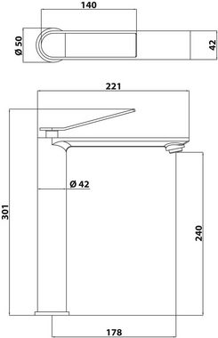 SCHÖNER WOHNEN-Kollektion Waschtischarmatur Viola L Wassersparend, Kombi-Ablaufgarnitur, für Aufsatz-Waschtisch, Chrom