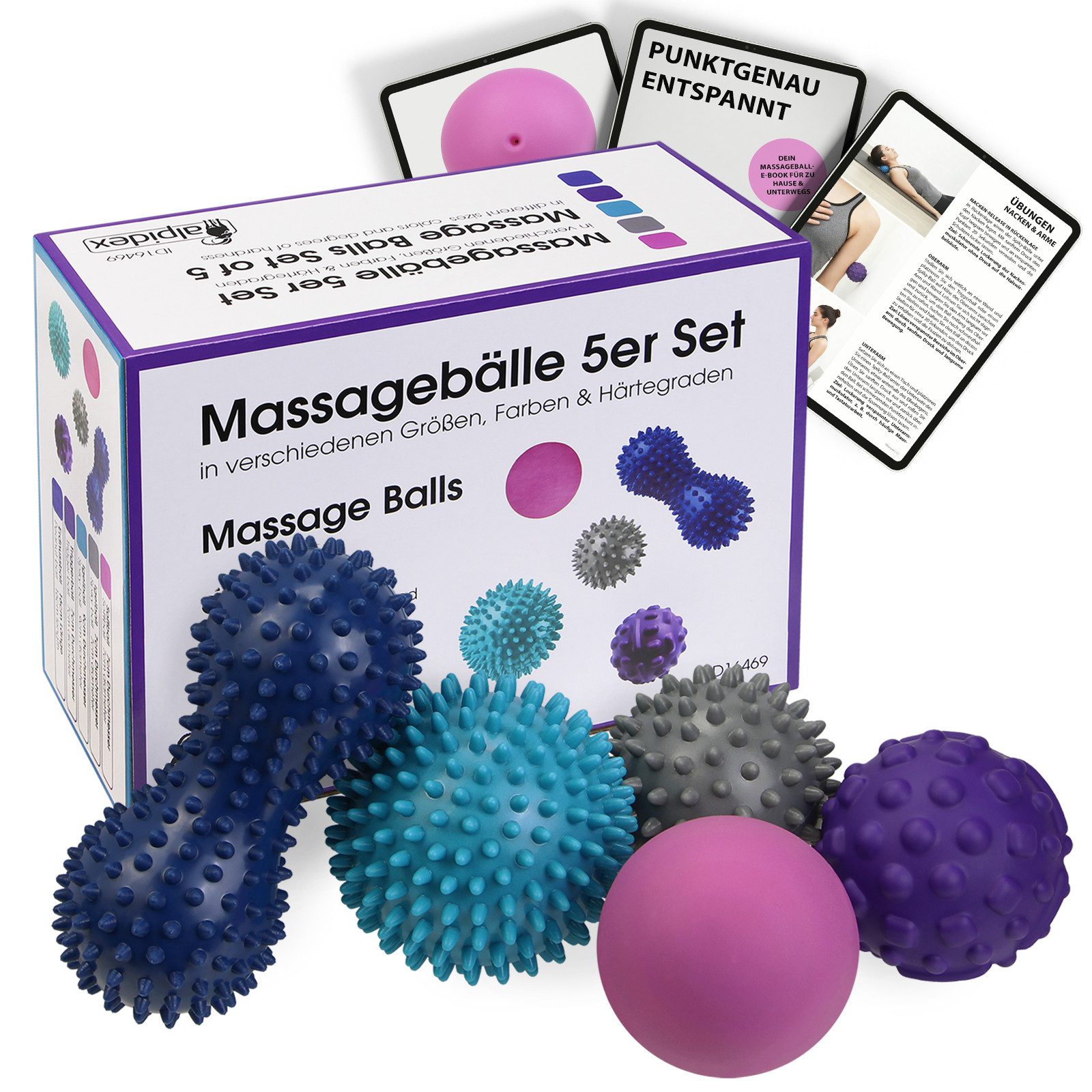 ALPIDEX Massageball ALPIDEX Massagebälle 5er Set in verschiedenen Härtegraden