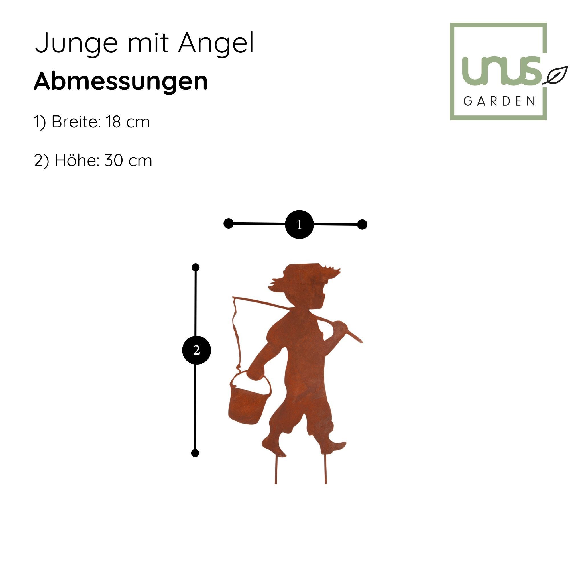 UNUS GARDEN Gartenstecker Roststecker Junge mit Angel (1-St) – Bild 4 von 4