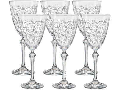 Crystalex Weißweinglas Leaves Clear 250 ml 6er Set, Kristallglas, Kristallglas, Pantografie, Gravur