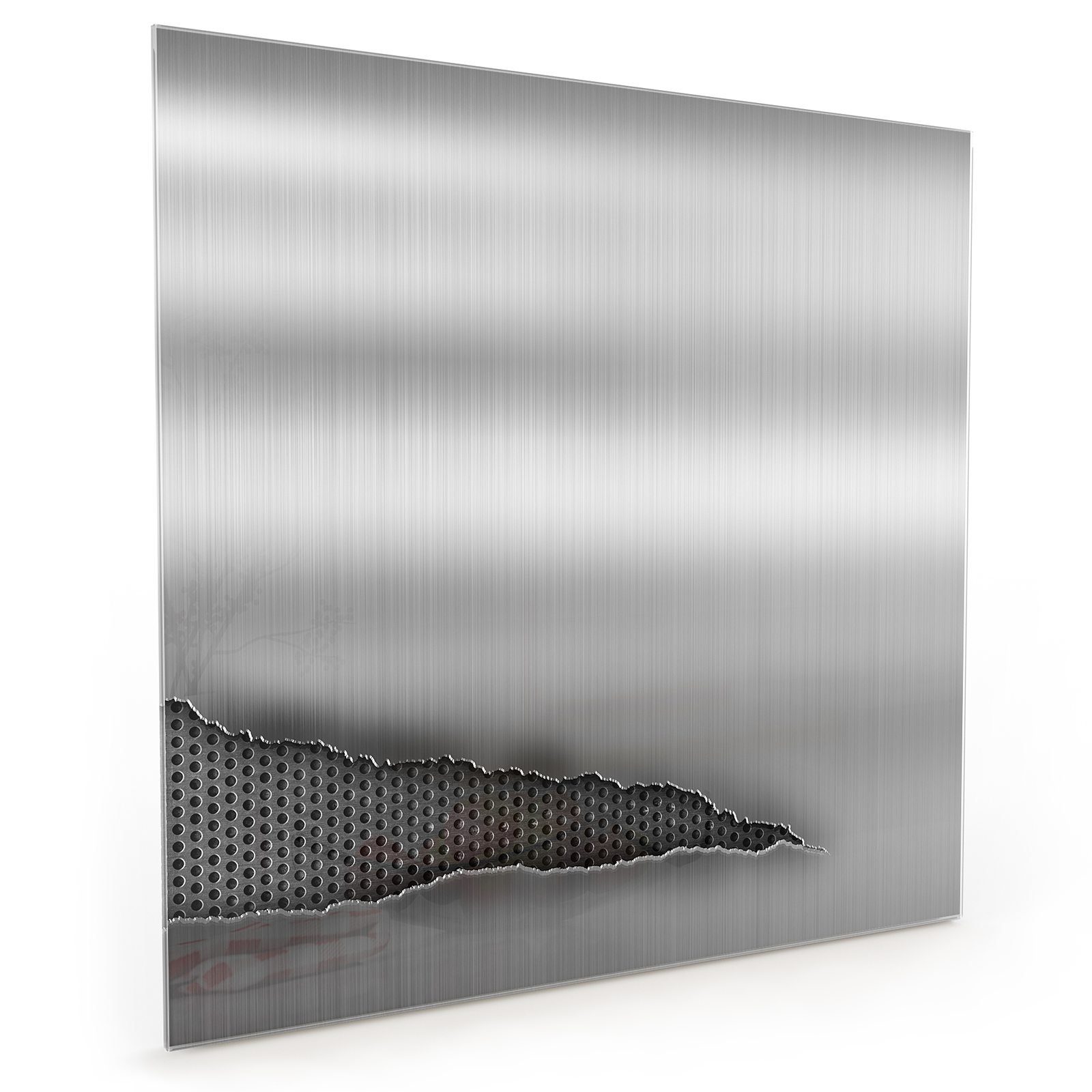 Grunge Primedeco Spritzschutz Motiv Küchenrückwand Metallhintergrund mit Glas Küchenrückwand