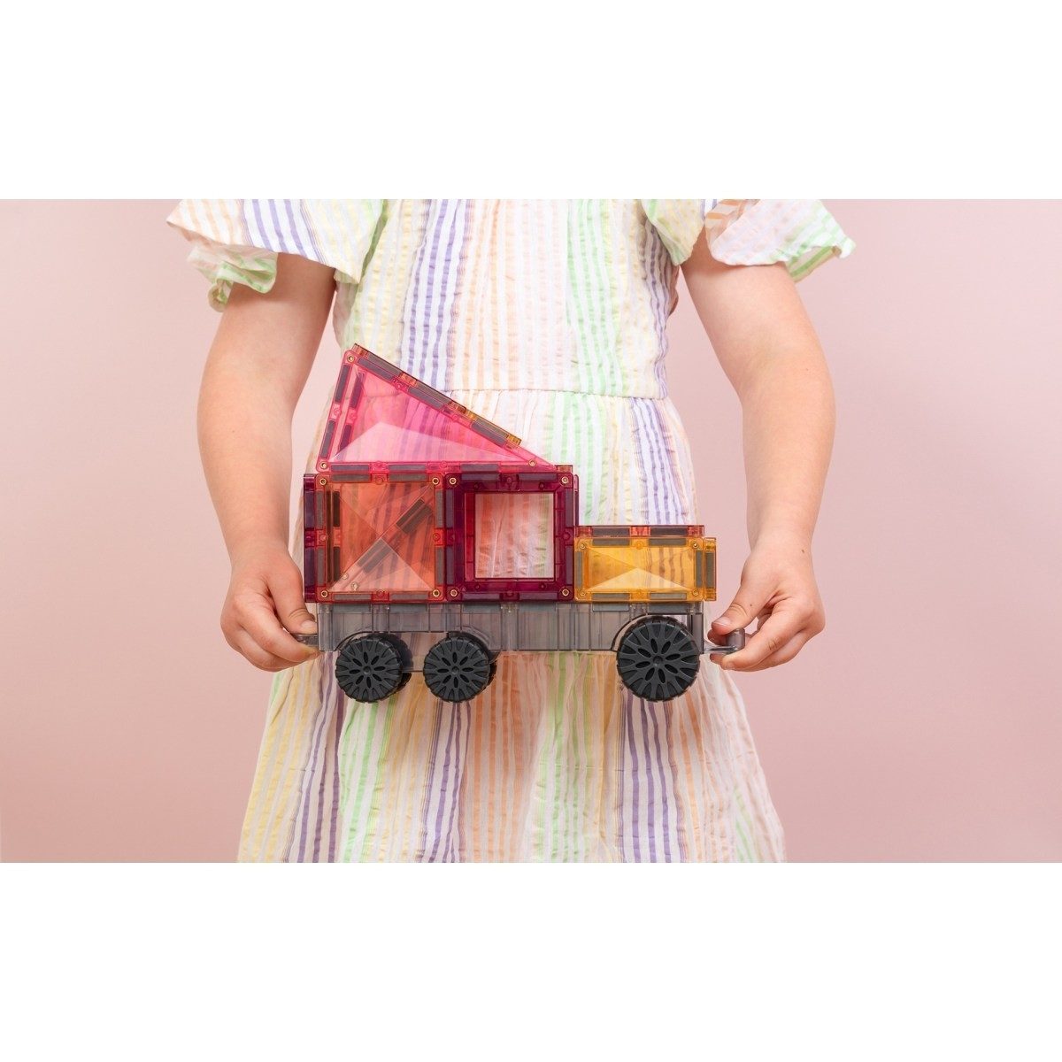 Connetix Pastel Transport Pack verstärkte Magnete pädagogisches Lernspiel Magnetspielbausteine, (Open Play, 50 Teile), ab 3 Jahren