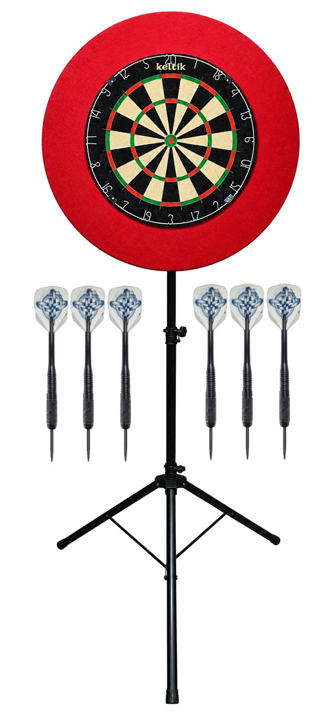 Keltik Dartscheibe Steeldart Komplettset mit Dartboard, Ständer, Surround und Pfeilen, (1-tlg)
