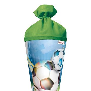 Roth Schultüte Fußball, 70 cm, rund, mit grünem Filzverschluss, Zuckertüte für Schulanfang