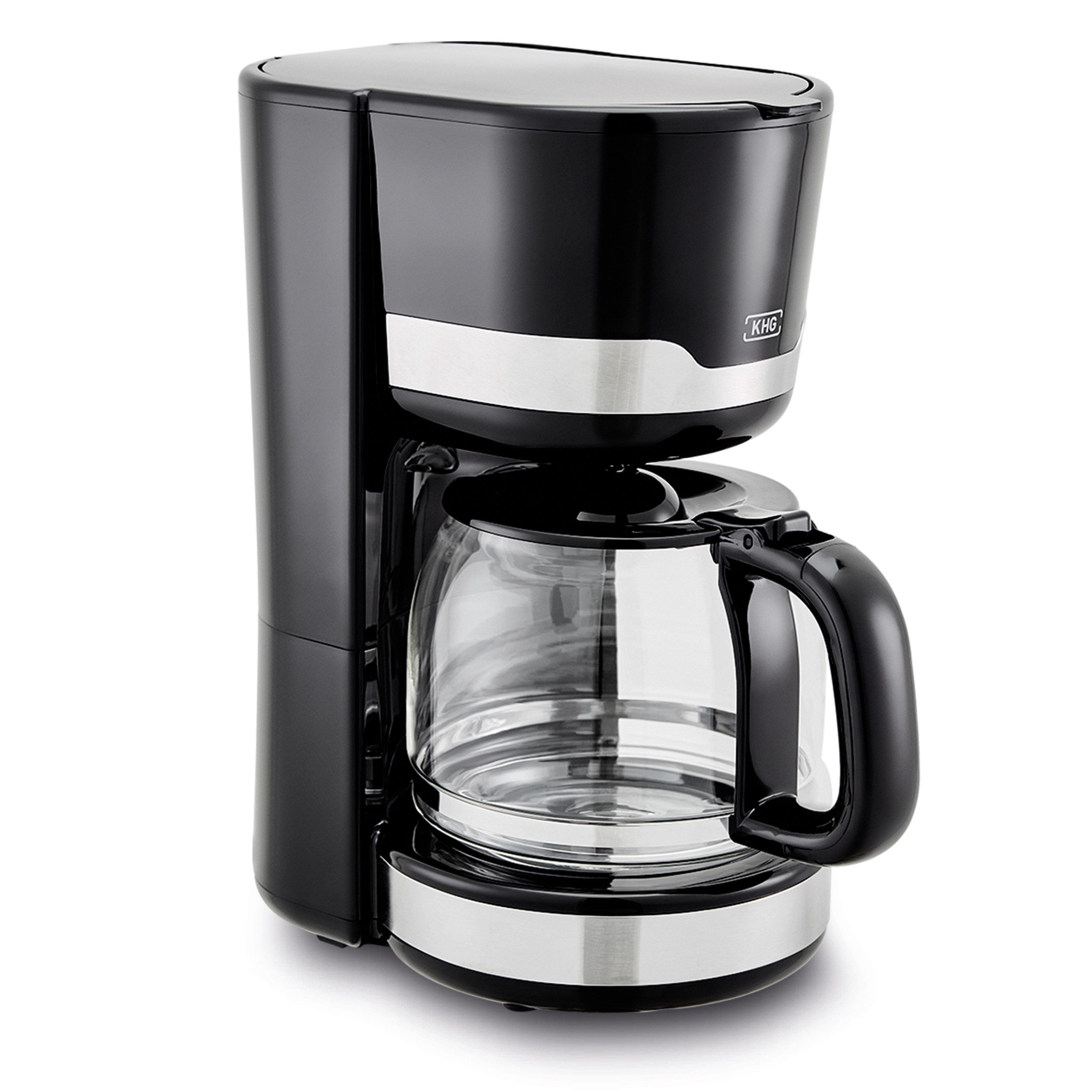 KHG Filterkaffeemaschine KA-129 SE2 aus Edelstahl/Kunststoff in schwarz mit Glaskanne 1,5 Liter, Permanentfilter