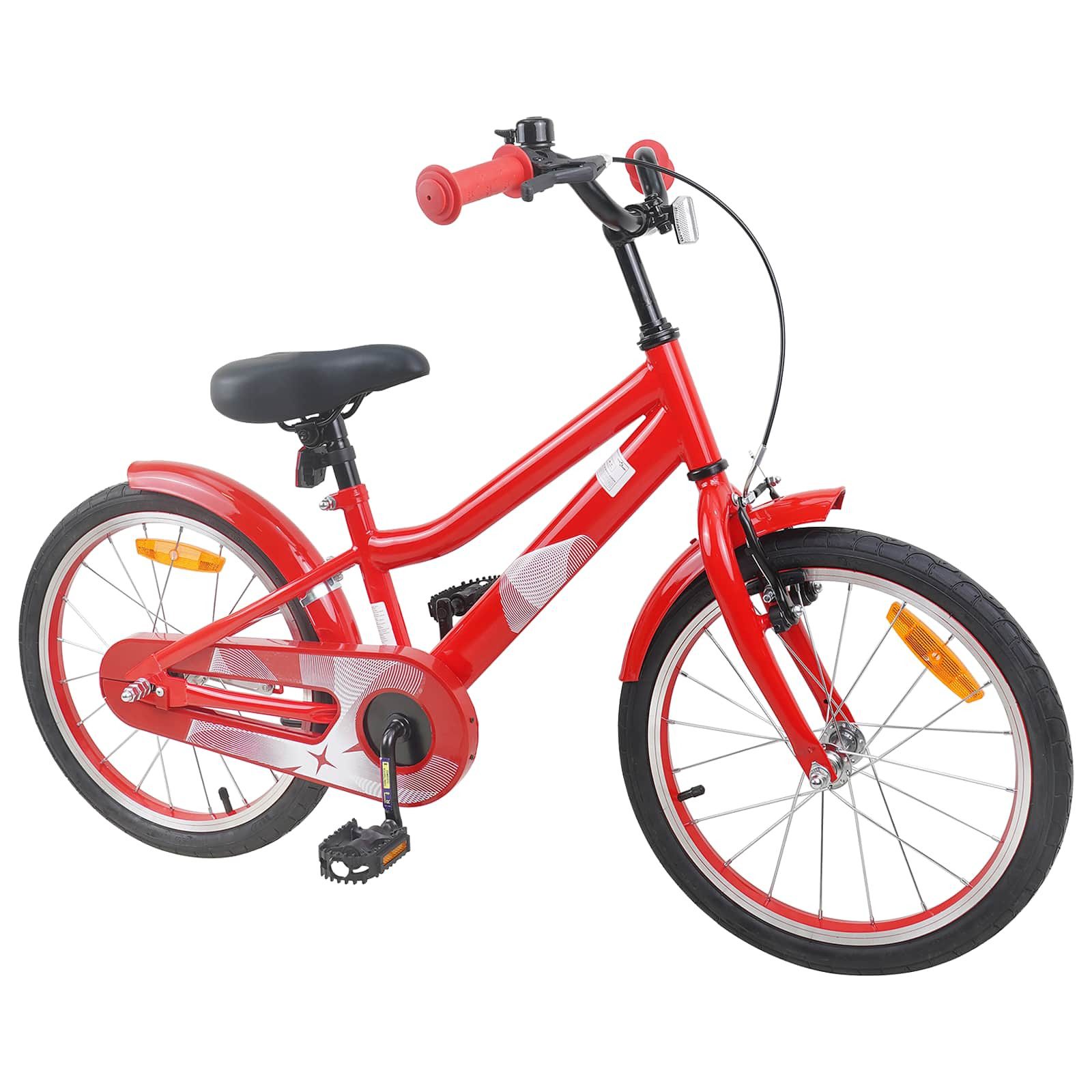 vidaXL Kinderfahrrad 123 x 51 x 78 cm Kinderfahrrad 18 Zoll für 5-7 Jahre alt Rot