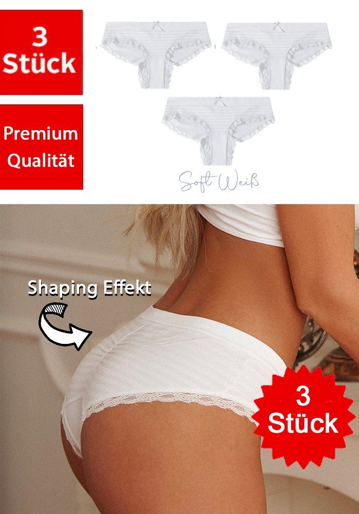 #1 Topseller Slip (3-er Pack) Premium Shaping Slip Unterhose für einen knackigen Po Weiß