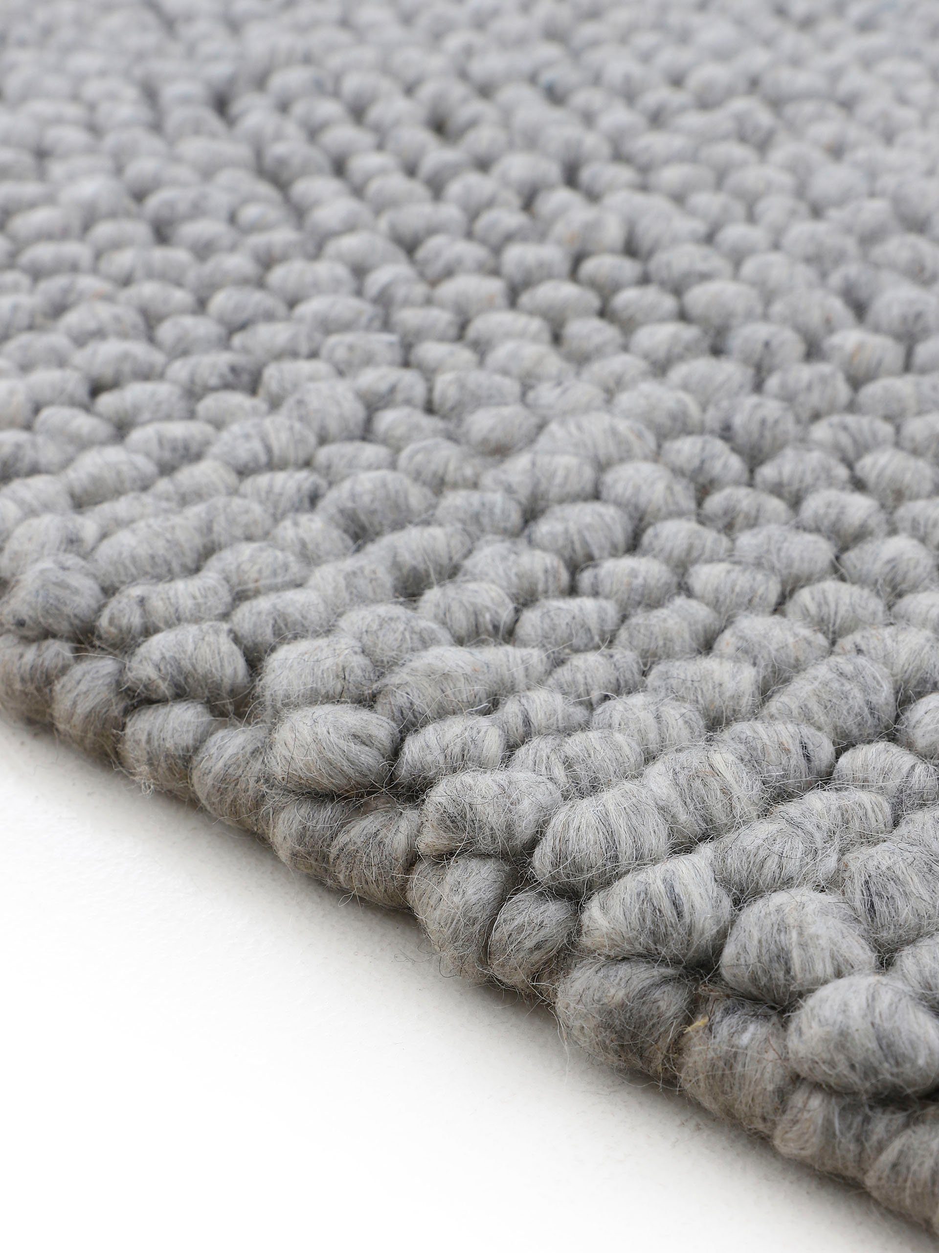 grau Handweb rechteckig, meliert, Uni Calo, handgewebt, Teppich Wolle Teppich, 16 70% mm, Höhe: carpetfine, Farben,