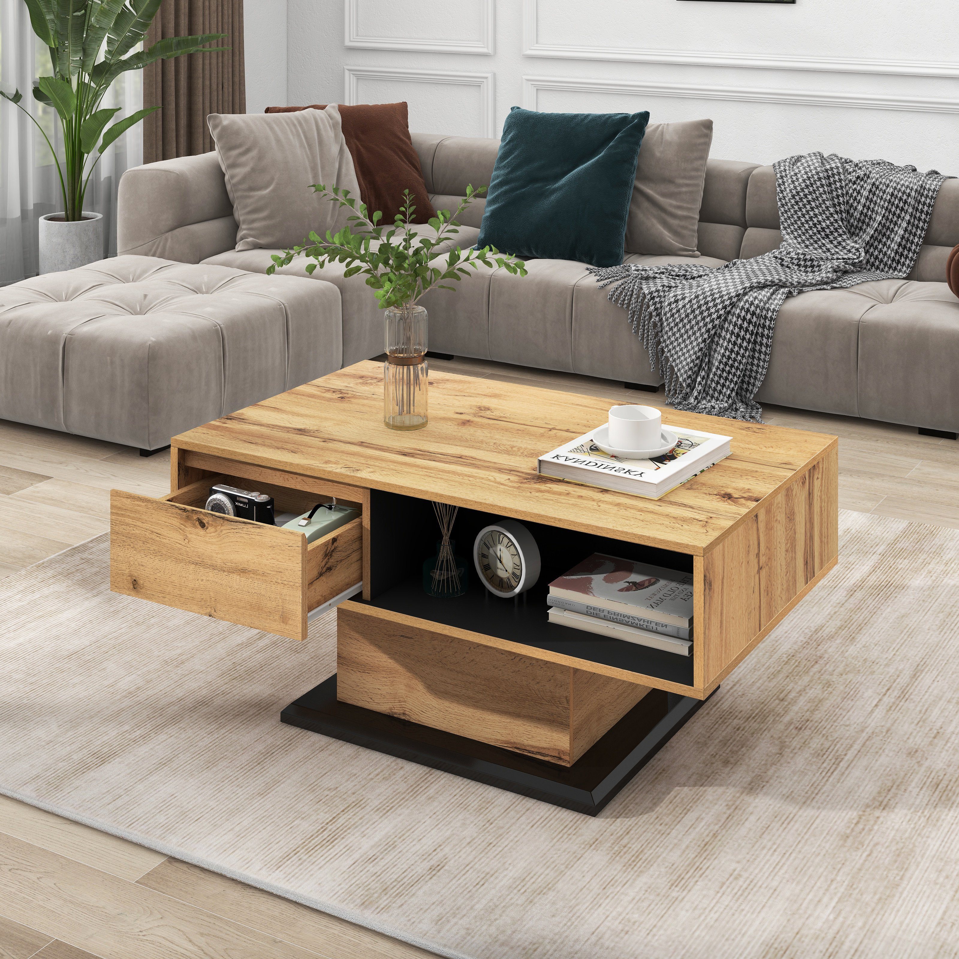 BlingBin Couchtisch Sofatisch Wohnzimmertisch Couchtisch mit Holzmaserung g günstig online kaufen