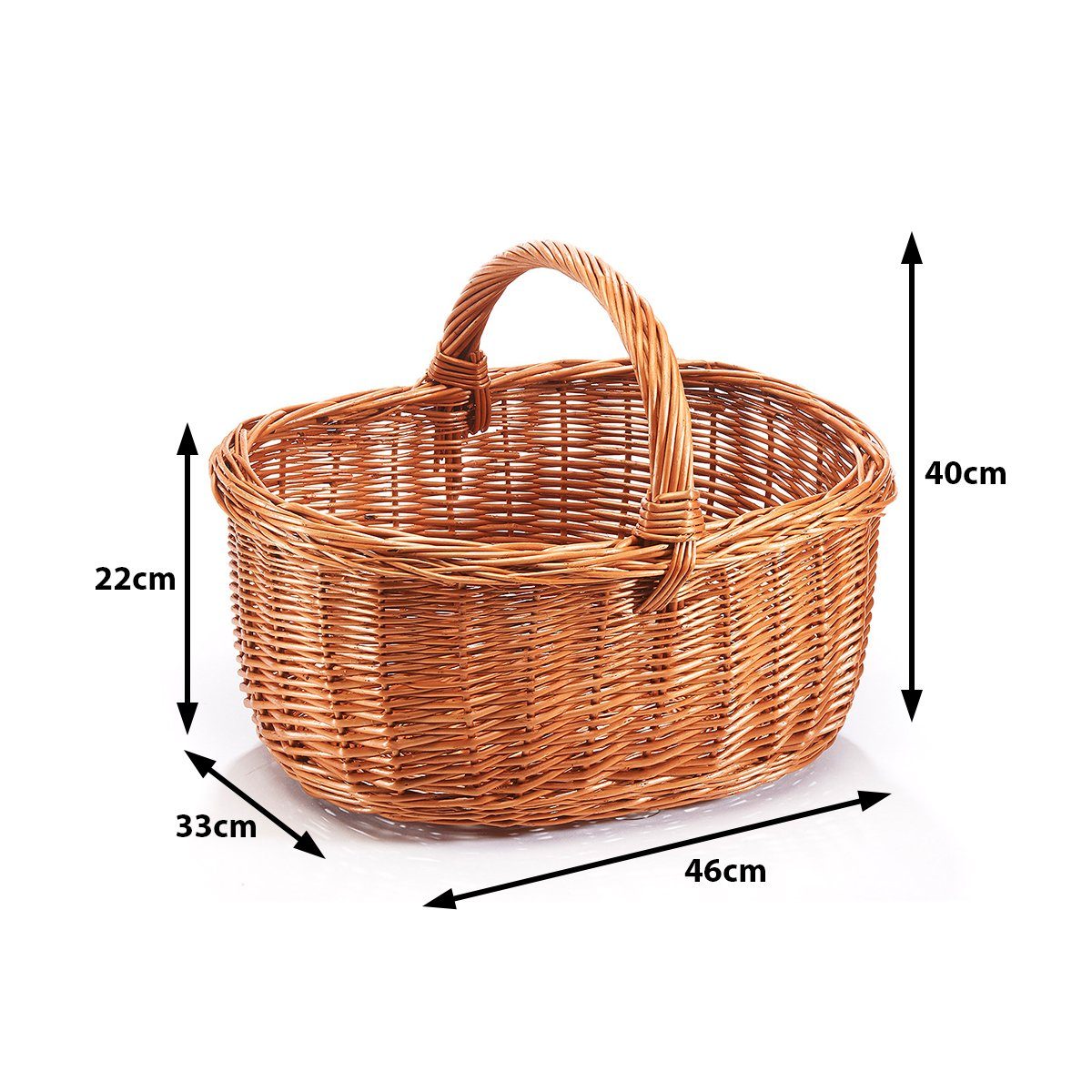 Kobolo Einkaufskorb Henkelkorb Korb aus gekochter Weide geflochten, 20 l günstig online kaufen