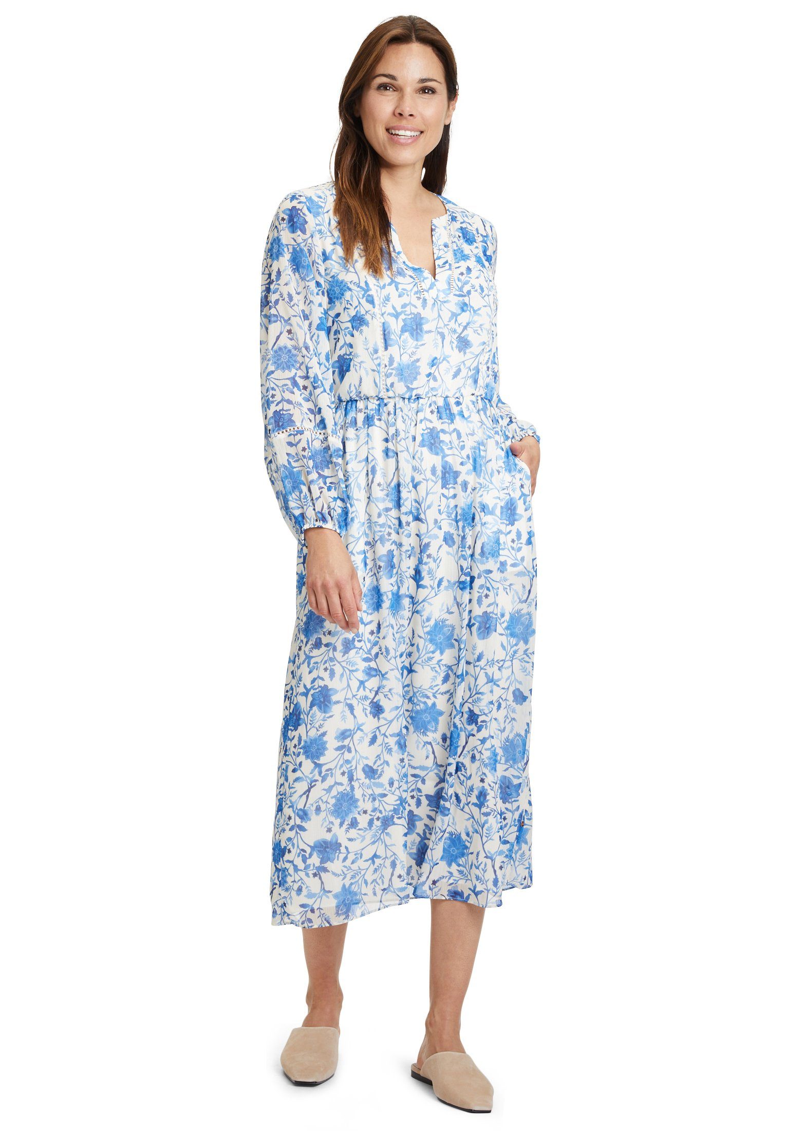 im Mont Design Style (1-tlg) Maxikleid Boho Cream/Blue Vera