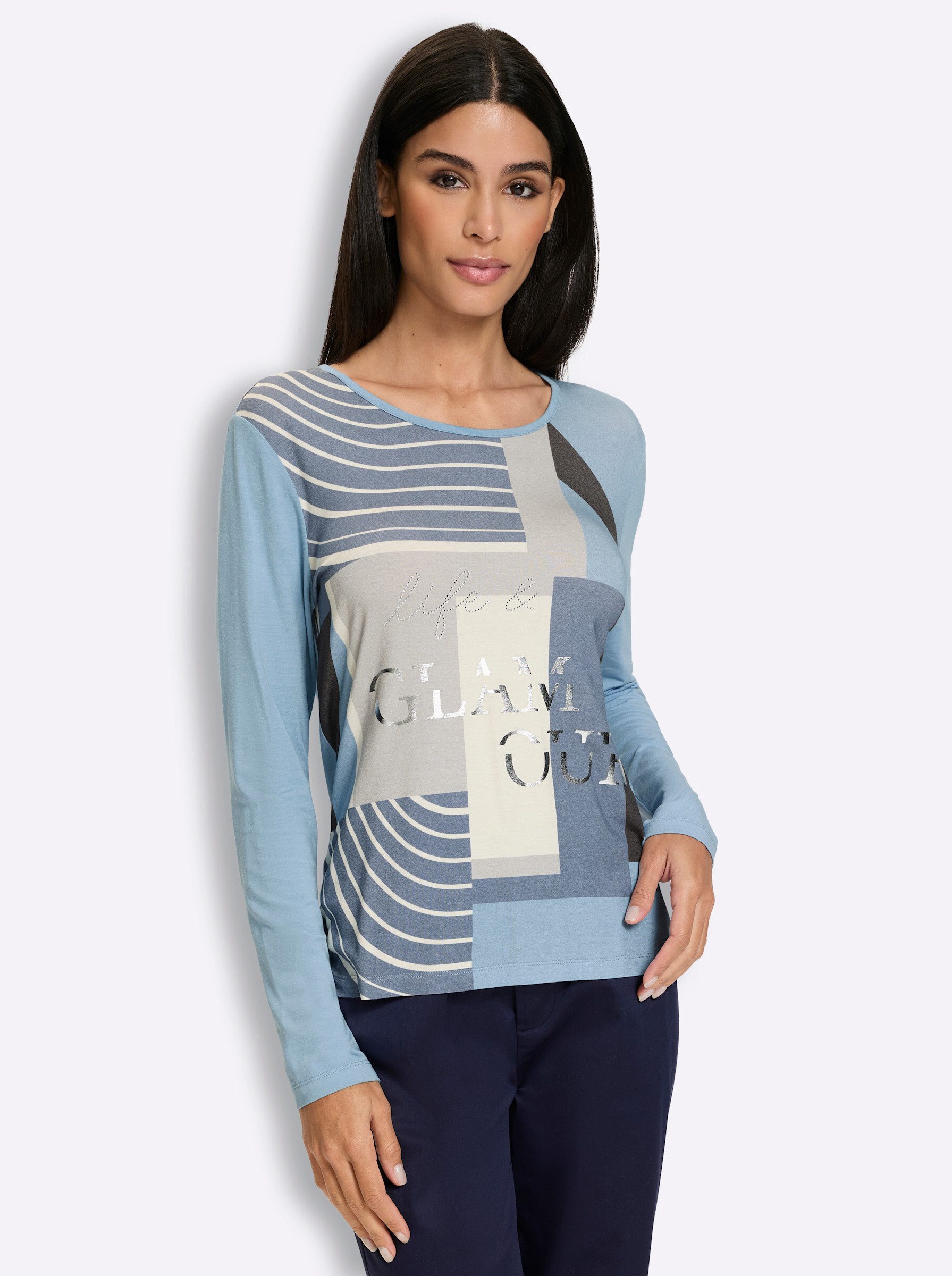 heine T-Shirt Druck-Shirt Langarm