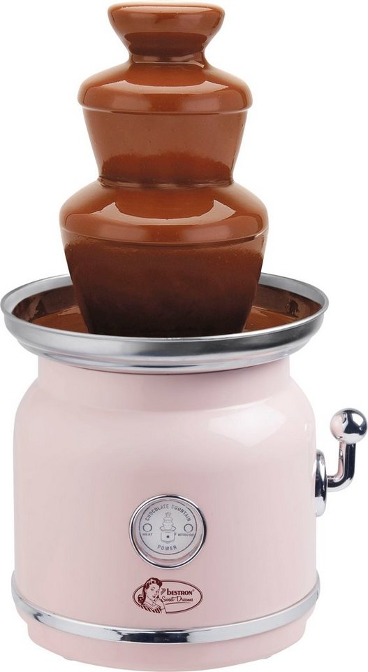 bestron Schokoladenbrunnen Sweet Dreams, im Retro-Design, mit 3 Etagen, 90  Watt, Farbe: Rosa