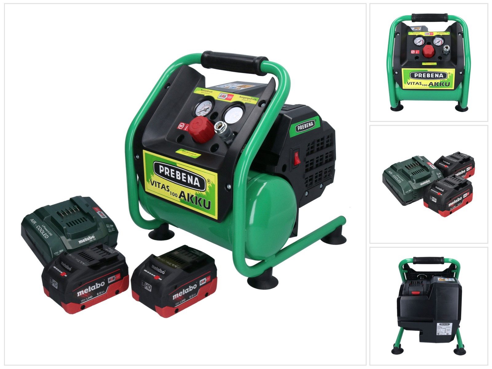 Prebena Akku-Handkompressor VITAS 100-AKKU Kompressor 18 V 5 l 8 bar CAS Brushless + 2x Akku 8,0