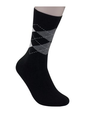 Die Sockenbude Freizeitsocken JACQUARD - Herrensocken (Bund, 5-Paar, schwarz grau blau) mit Komfortbund ohne Gummi