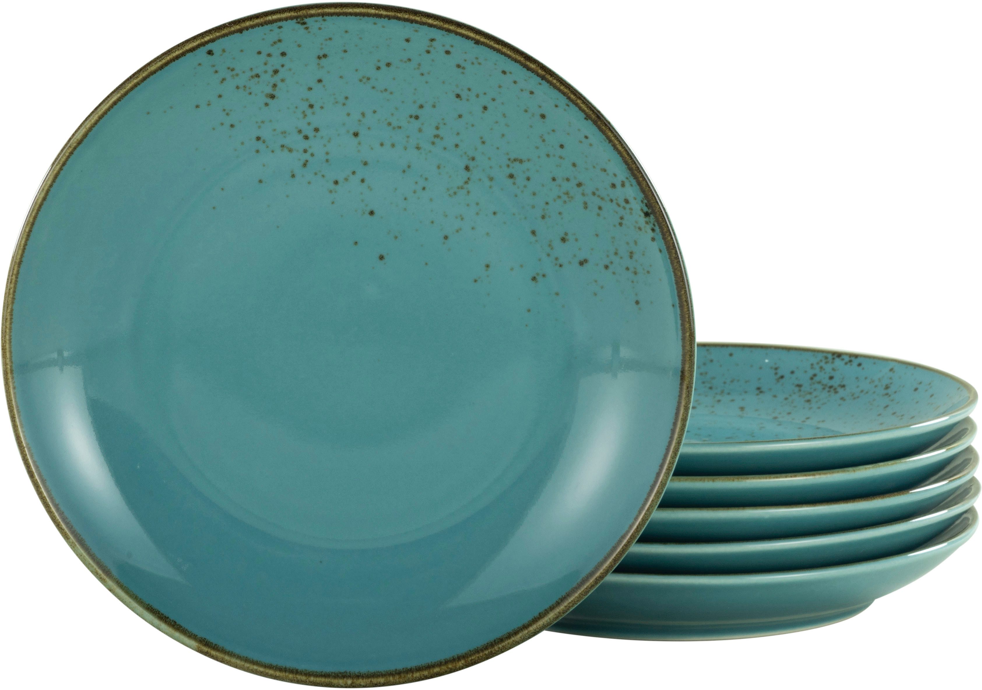 CreaTable Speiseteller Essteller NATURE COLLECTION, (6 St), Teller Set für 6 Personen, Ø 27 cm, Steinzeug, flache Teller