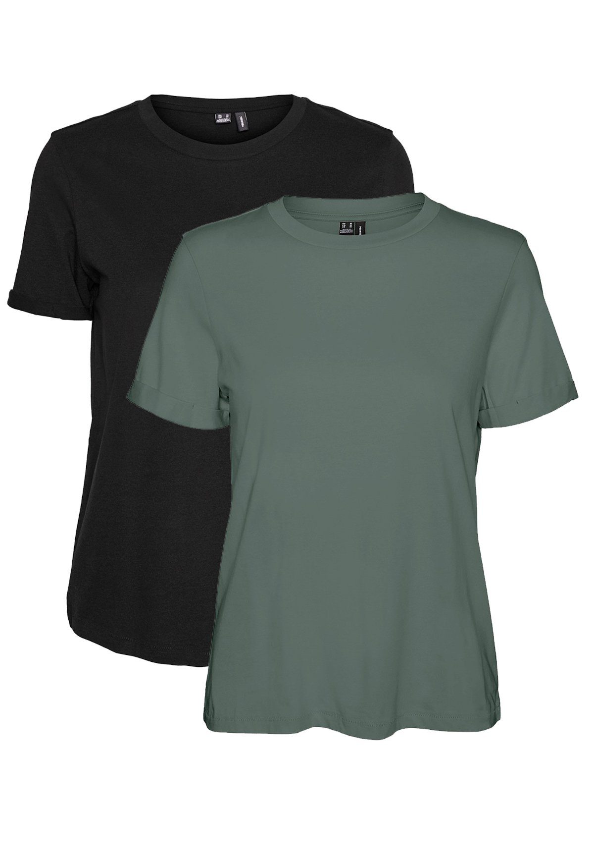 Vero Moda T-Shirt VMPAULA S/S T-SHIRT NOOS - 10243889 (2-tlg) 5270 in  Schwarz-Khaki