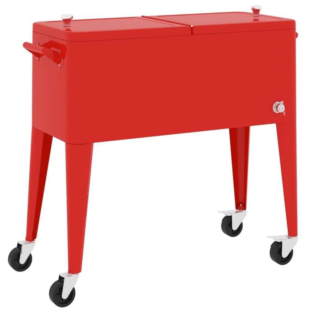 Kühlbox 92x43x89 Rollen Kühlwagen Servierwagen Kühlbox mit Rot cm vidaXL