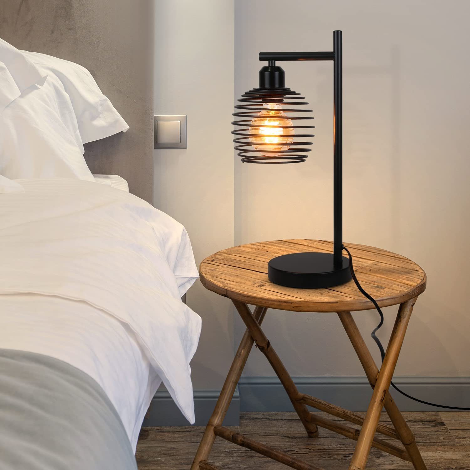 Nettlife Tischleuchte Schwarz Vintage E27 Nachttischlampe industrial Metall günstig online kaufen