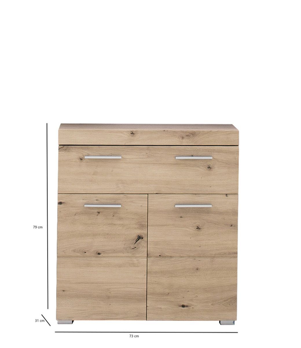 ebuy24 Badezimmerspiegelschrank AmandaMando Bad Standtype Stauraum 2 Türen, 1 Schu