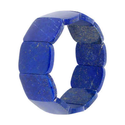 Schmuck Krone Armband Armband aus Edelstein Lapis-Lazuli 25mm breit Naturstein blau glatt dehnbar Ø6cm