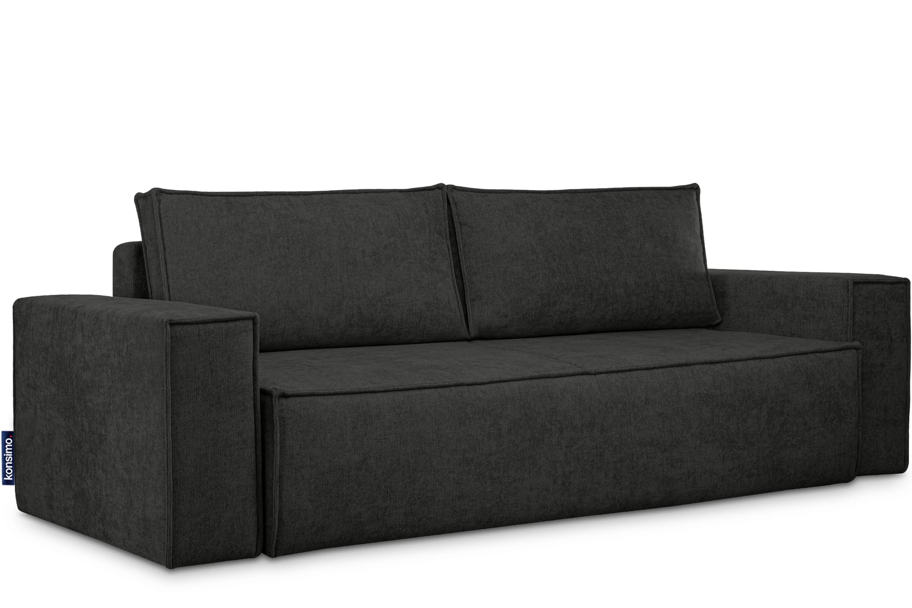 KONSIMO® 3-Sitzer NAPI Sofa mit Schlaffunktion & massivem Gestell, hergestellt in der EU, Couch für Dauerschläfer, mit Wellenunterfederung, Großer Bettkasten