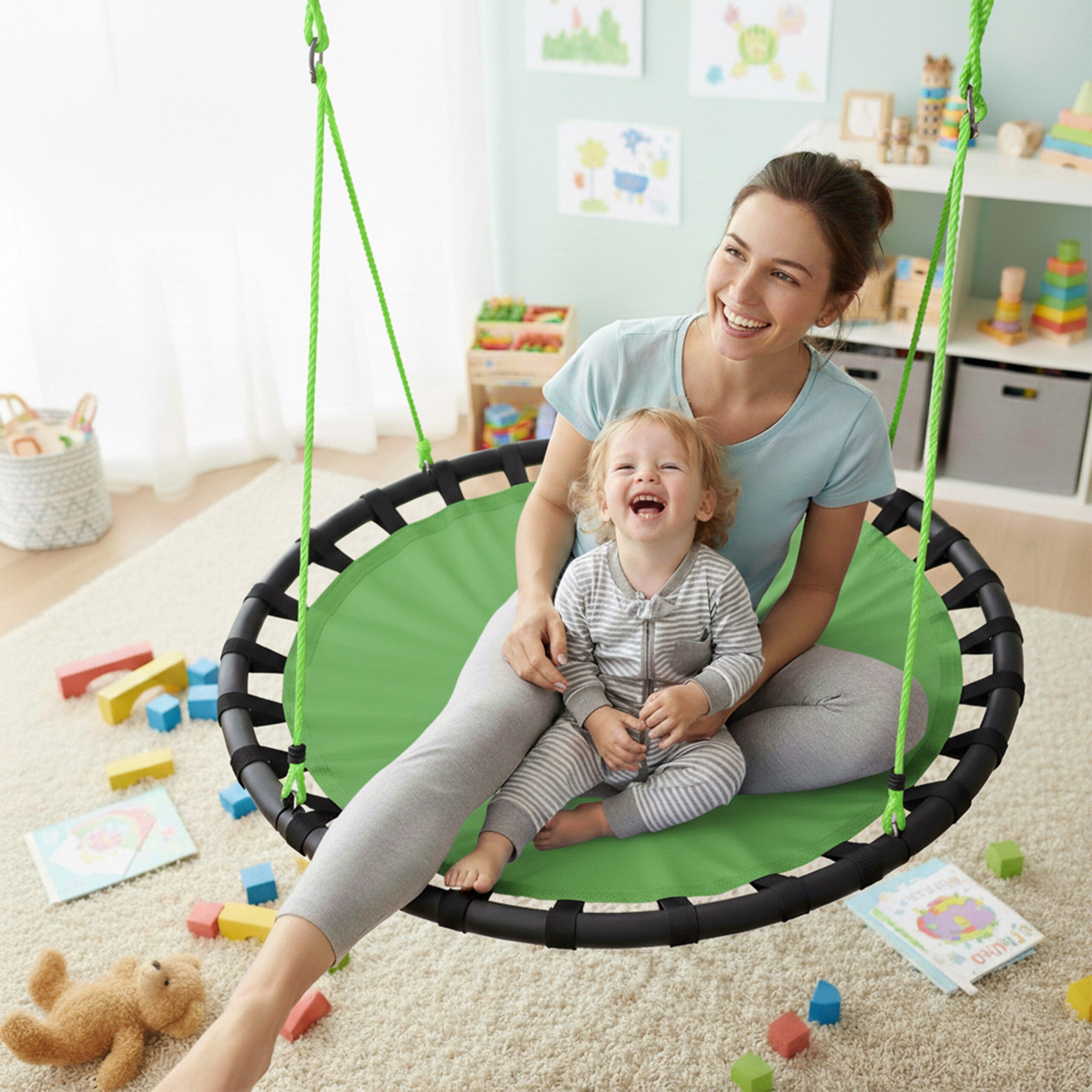 relaxdays Nestschaukel 120cm, grün