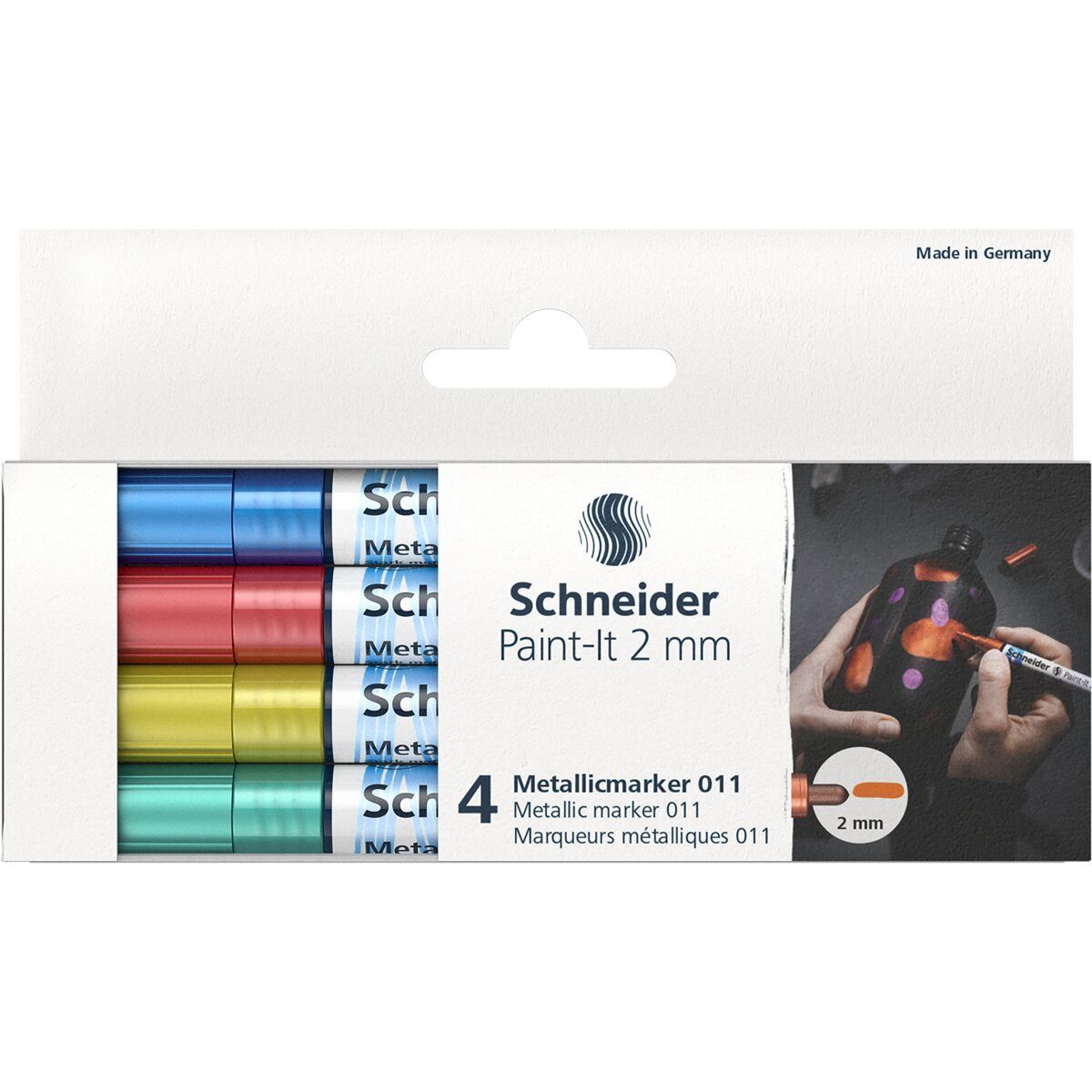 SCHNEIDER Permanentmarker Metallicmarker Paint-It 011 2mm Karton-Etui Set2 4 Stück sortiert
