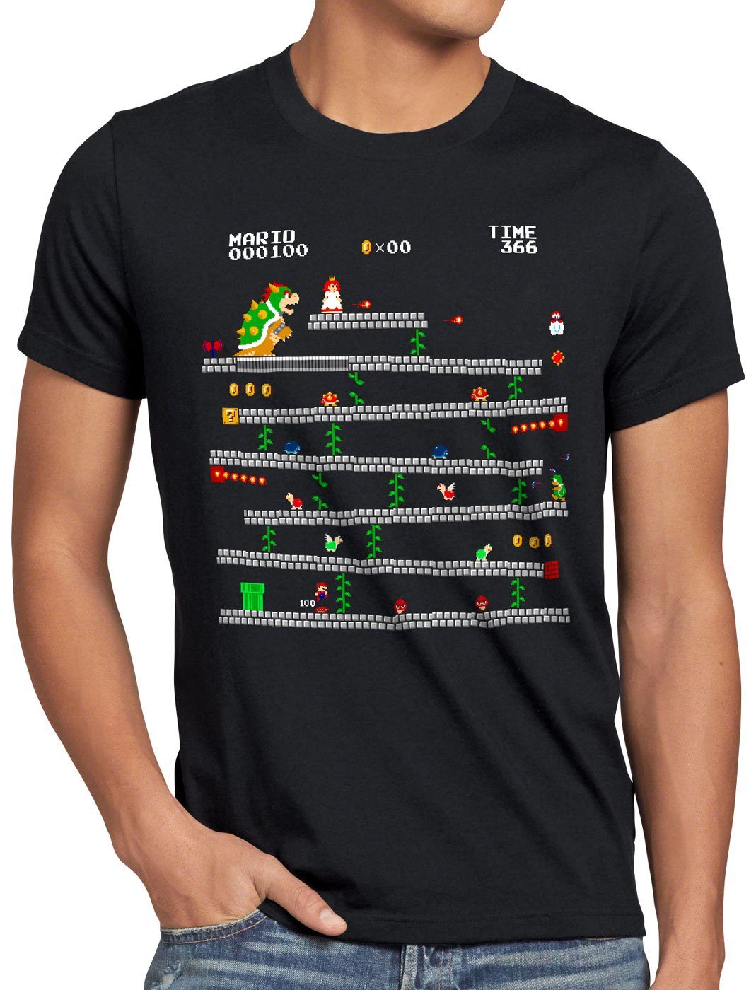 Retro Print-Shirt gamer nerd Mario T-Shirt style3 Herren nes geek