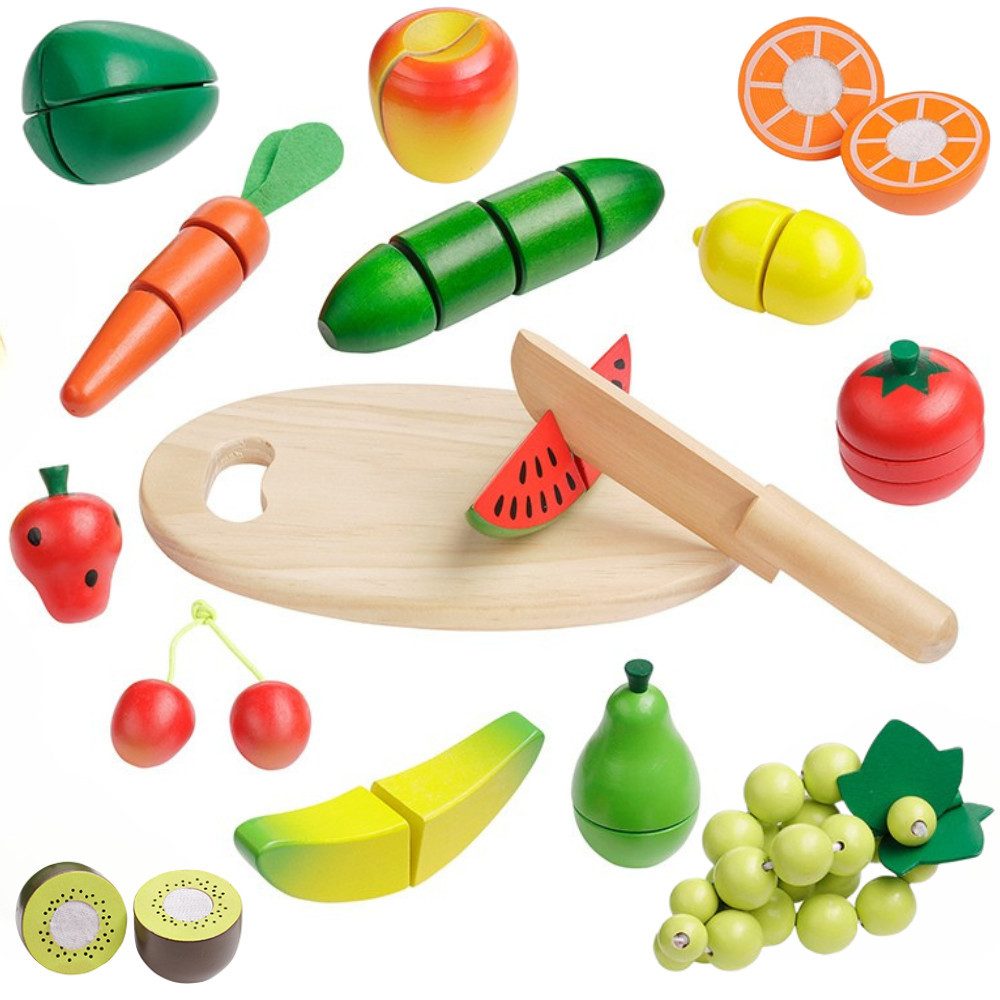 howa Spiellebensmittel Schneideset Obst und Gemüse, (16-tlg., aus Holz), für Kaufladen oder Kinderküche
