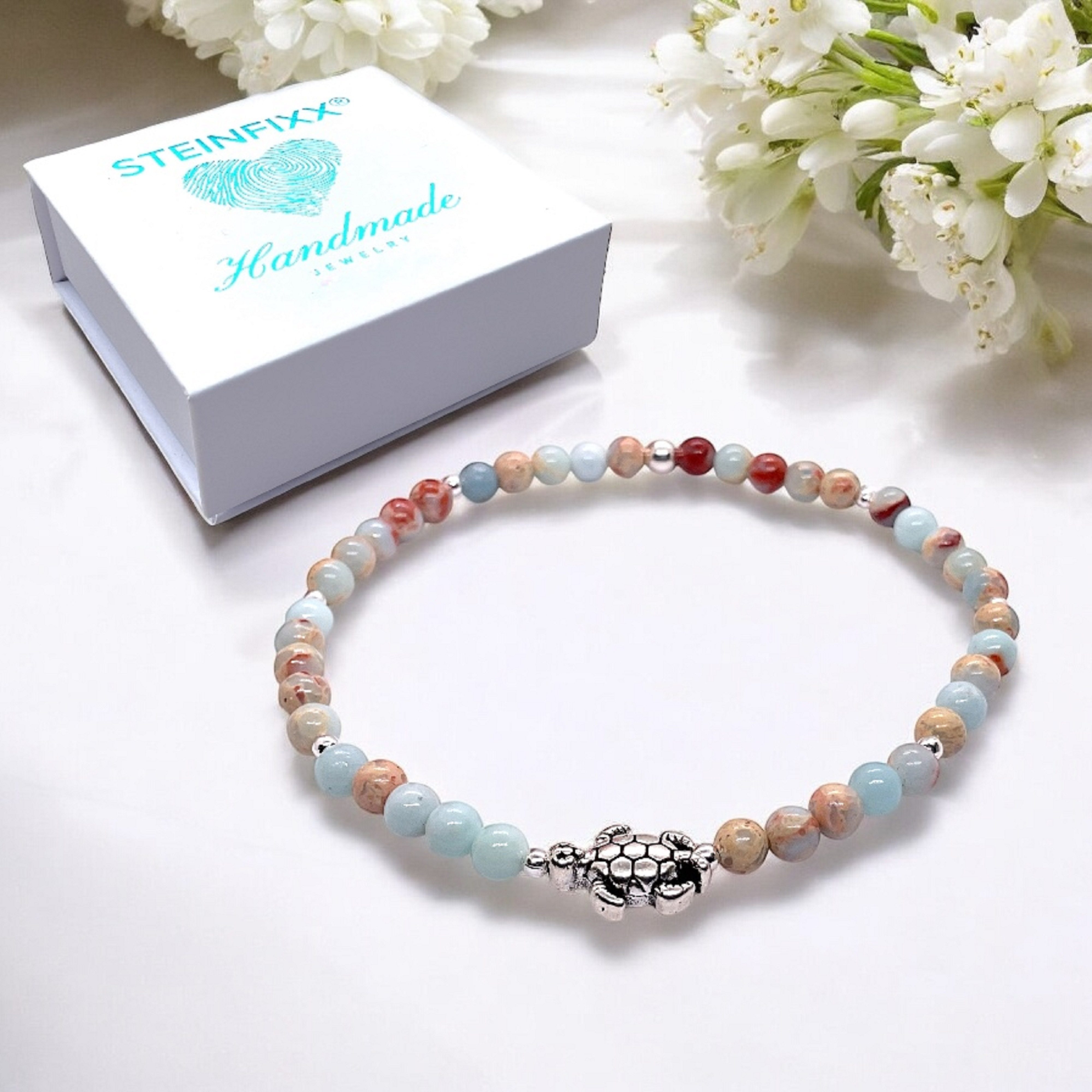 Steinfixx® Armband Perlenarmband 4mm - Schildkröte - 5 verschiedene Edelste günstig online kaufen