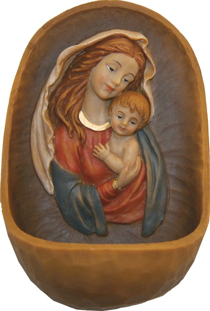 dekoprojekt Dekofigur Heiligenfigur Weihwasserkessel "Maria mit Kind" 12,4 cm