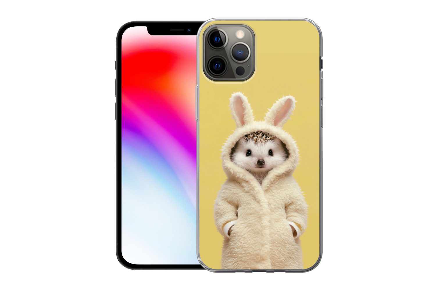 MuchoWow Handyhülle für Apple iPhone 13 Pro Igel - Osterhase - Kostüm, Smartphone-Bumper, Print, Handy Schutzhülle Dünn