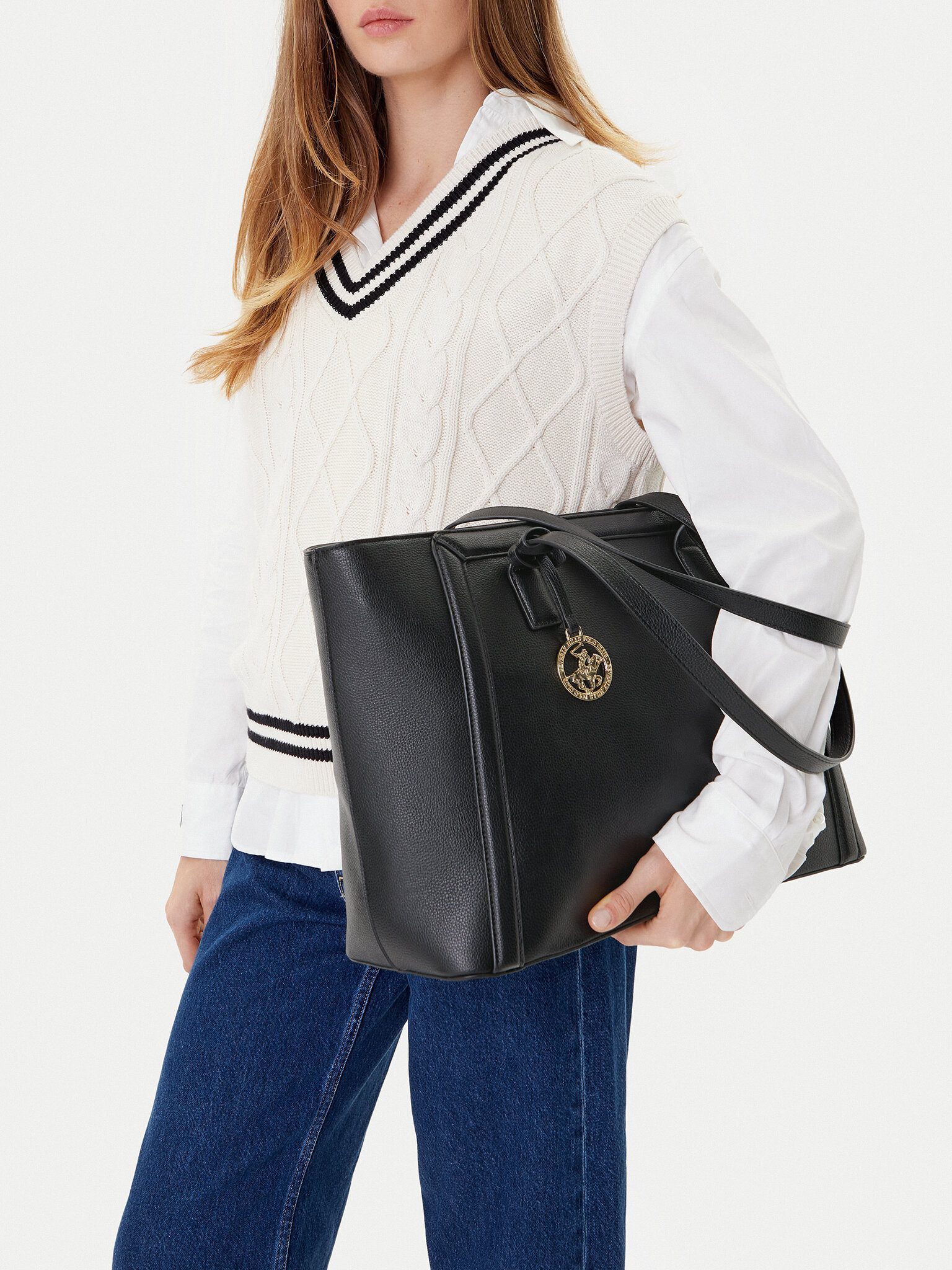 BEVERLY HILLS POLO CLUB Handtasche Beverly Hills Polo Club Damenhandtasche Schwarz C-BHPC-L-007-08