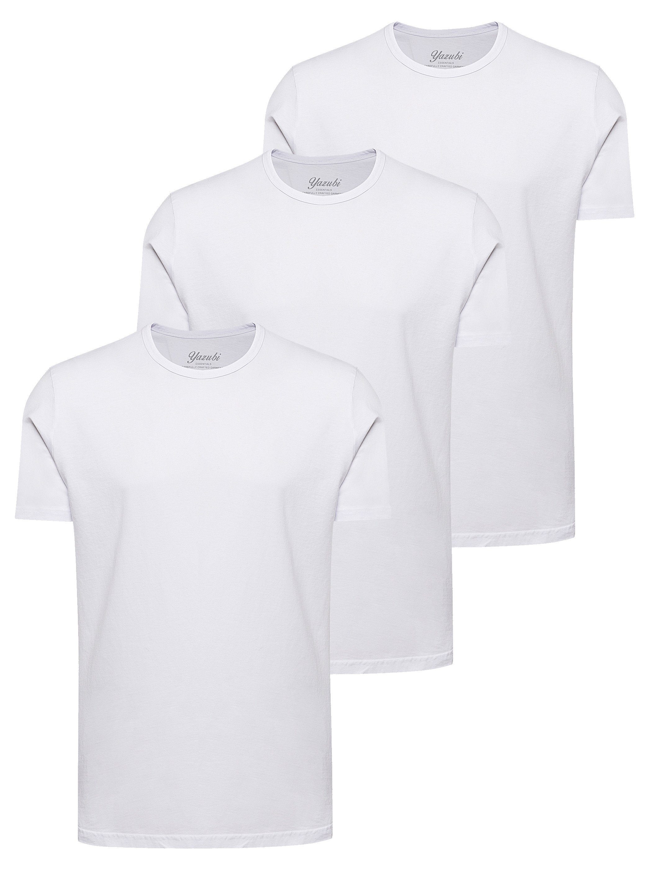 110601) (bright Weiß modernes T-Shirt white (Set, 3er-Pack) Shaped Yazubi Rundhalsshirt Max 3-Pack Long Tee