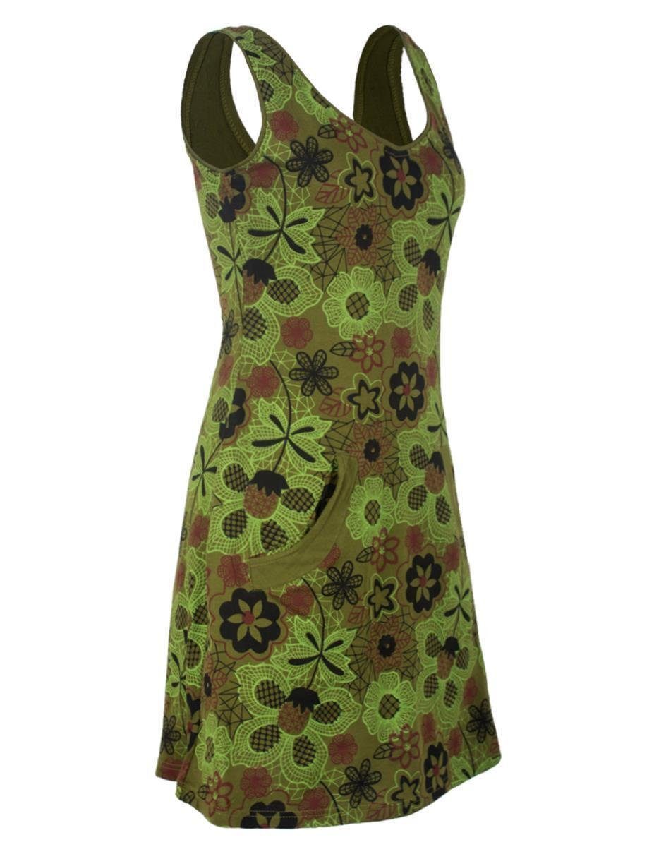 Vishes Sommerkleid Ärmelloses Blumenkleid aus Baumwolle bedruckt Hippie, Goa, Elfen Style