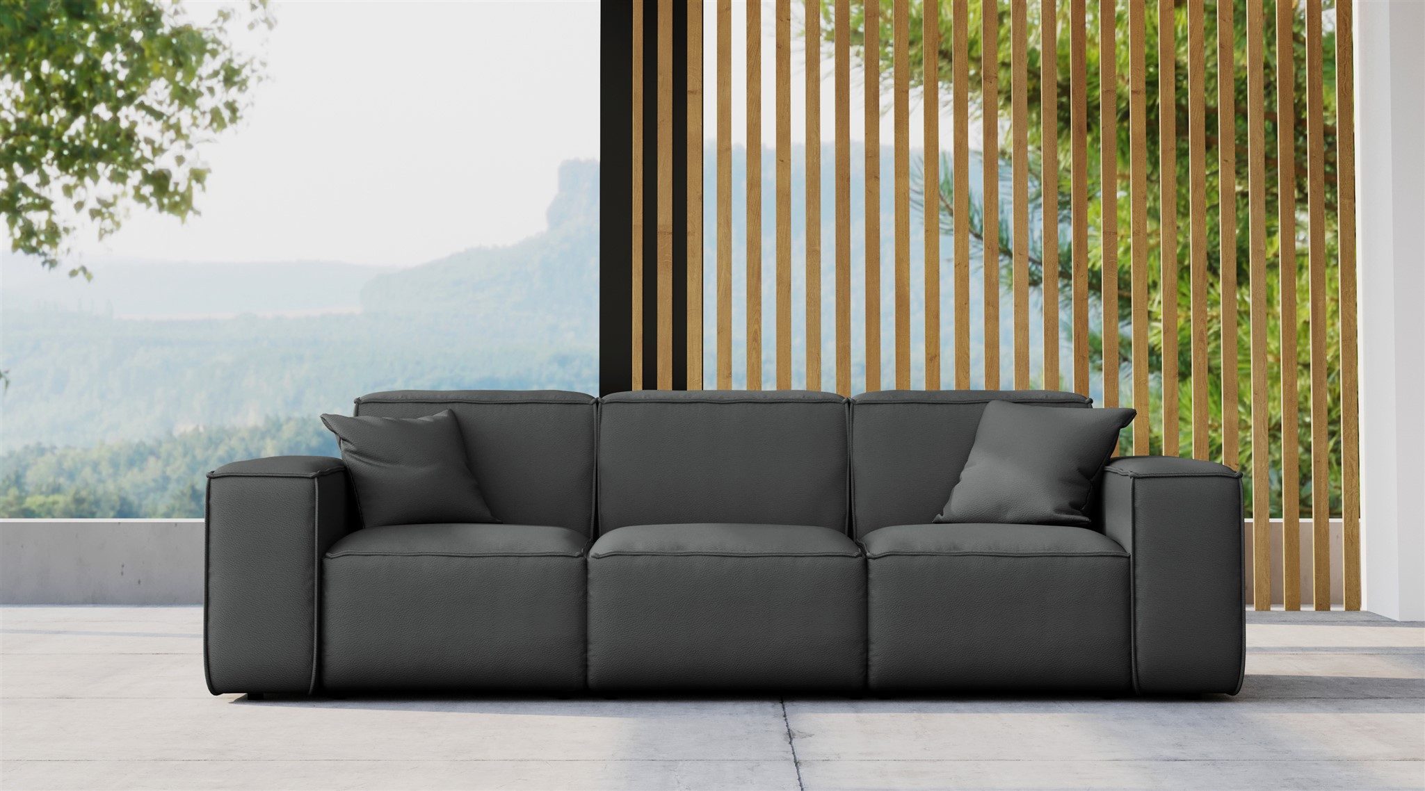 Fun Möbel Loungesofa Gartensofa Sofa 3-Sitzer SUMMER, Pflegeleichter und wetterfester Bezug, inkl. 2 Zierkissen