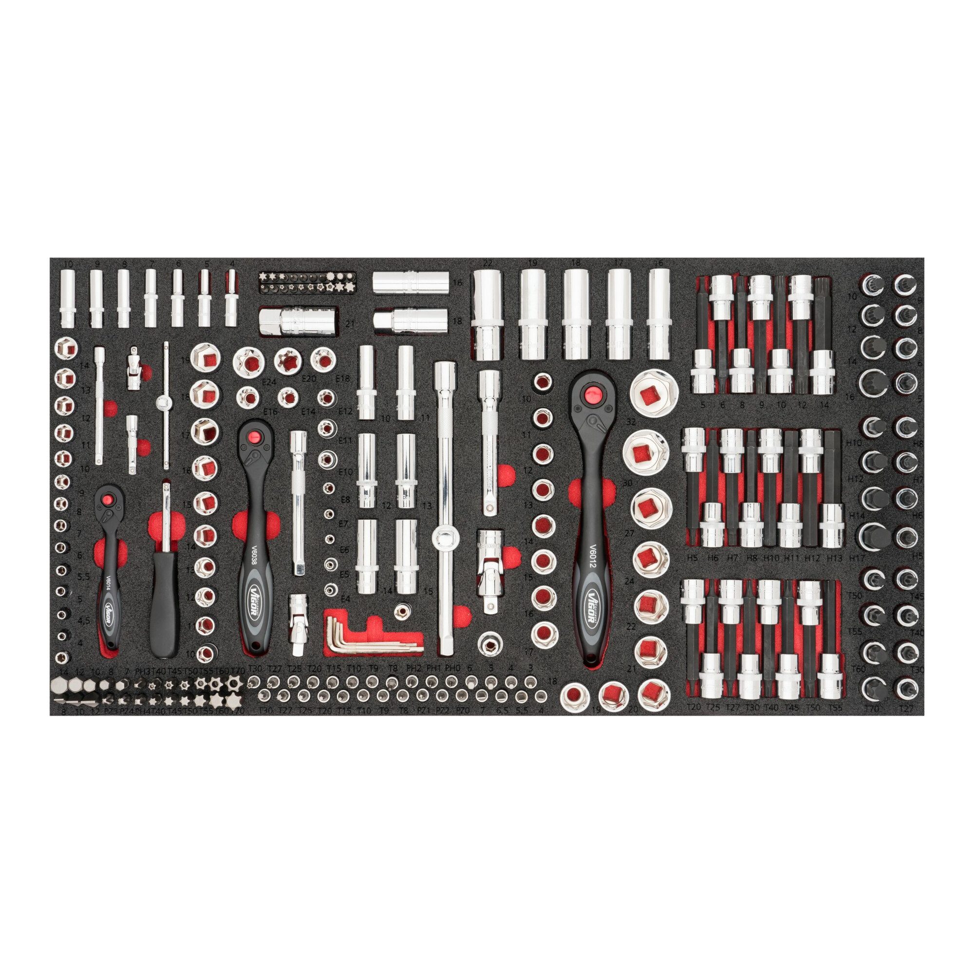 VIGOR Steckschlüssel VIGOR 6,3 mm =1/4" 12,5 mm =1/2" Steckschlüssel-Werkzeug-Satz für VIGO