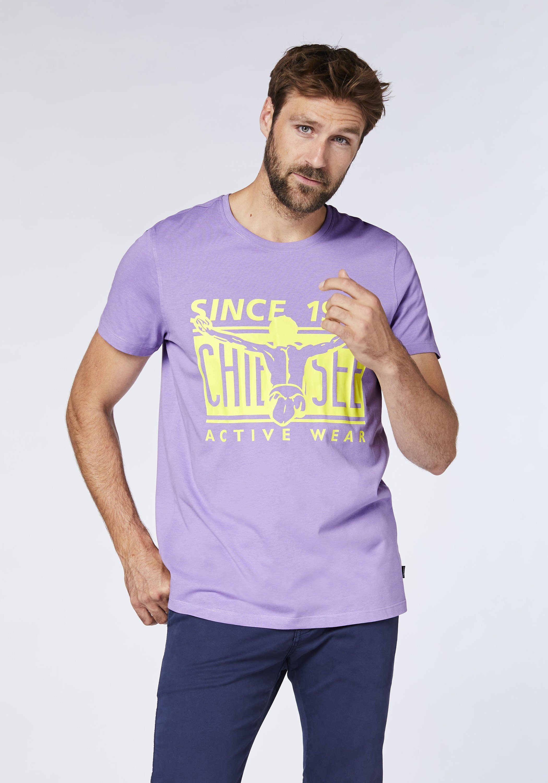 Chiemsee Chalk Baumwolle 1 Print-Shirt Two-Tone-Optik in Violet T-Shirt aus