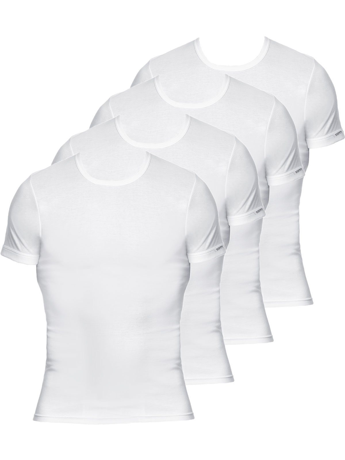 Bio 4-St) Unterziehshirt weiss Herren Cotton hohe T-Shirt Sparpack (Spar-Set, KUMPF 4er Markenqualität
